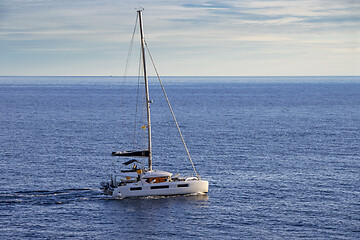 Image showing Sailingboat in the Adriatic Sea by the shore of Croatia