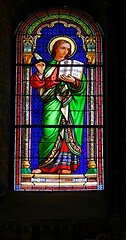 Image showing Stained Glass window in St. Louis french hospital, Jerusalem, depicting Saint John the Evangelist