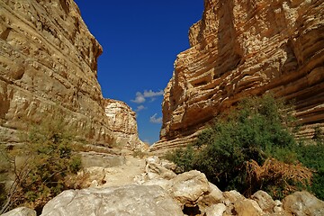 Image showing Scenic cliffs of Ein Avdat (Ein Ovdat) gorge in Israel