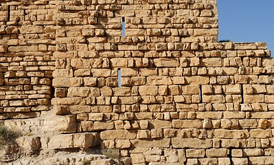 Image showing Ancient wall of medieval Kerak castle in Jordan