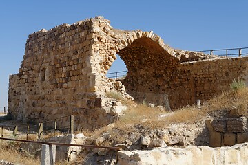 Image showing Ruin of ancient arch or vault of medieval Kerak castle in Jordan
