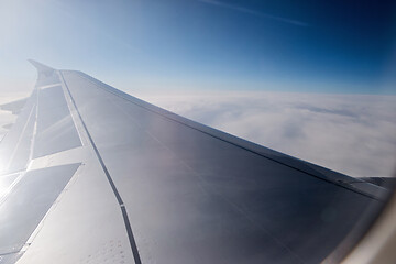 Image showing Mountain view from an airplane window.