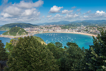 Image showing Aerial view of San Sebastian, Donostia, Spain on a beautiful summer day