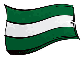 Image showing Painted Andalusia flag waving in wind