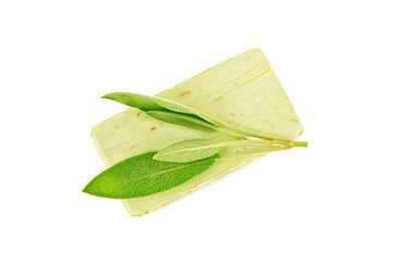 Image showing Soap green with sage on top