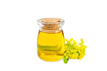 Image showing Oil mustard in jar with flower