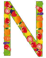 Image showing Decorative letter N from fruit and vegetables