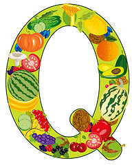 Image showing Letter Q english from fruit and vegetables