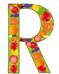 Image showing Letter R from fruit on white background is insulated