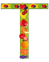 Image showing Letter T fruit on white background is insulated