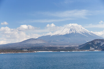 Image showing Lake motosu and mountain Fuji