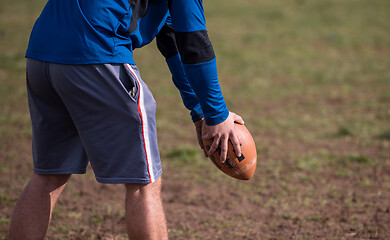 Image showing american football kicker practicing kickoff