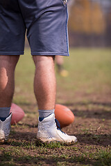 Image showing american football kicker practicing kickoff