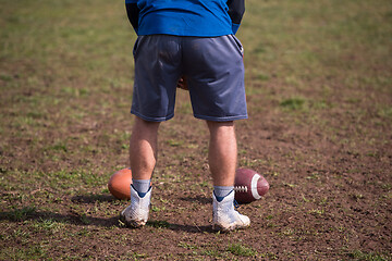 Image showing american football kicker practicing kickoff