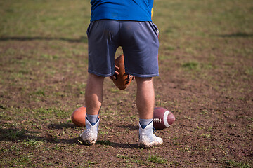 Image showing american football kicker practicing kickoff