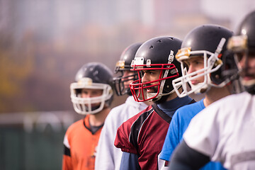 Image showing portrait of young american football team