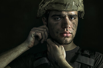 Image showing Portrait of young male soldier