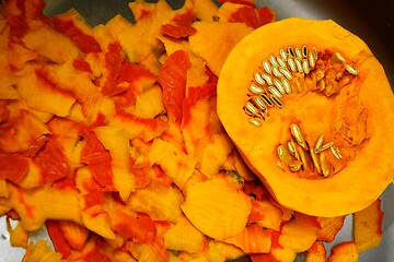 Image showing peeled and cut hokkaido pumpkin while cooking
