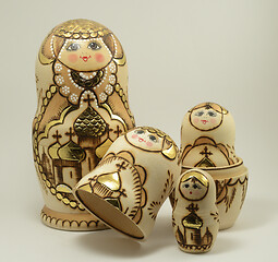 Image showing traditional Russian nesting dolls on white