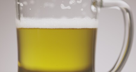 Image showing Large mug of beer on the table slow motion footage