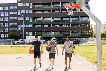 Image showing group of male friends going to play basketball