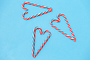 Image showing candy cane decorations in shape of hearts