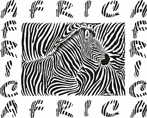 Image showing Background with a zebra motif with the text AFRICA