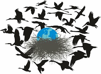 Image showing Birds rescue the planet Earth