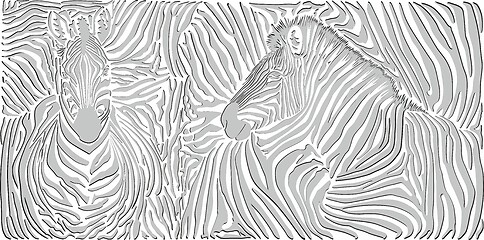 Image showing Black and white zebra background skin with heads