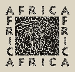 Image showing Black Background giraffe and text Africa