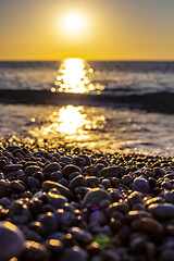 Image showing Red sunset over the sea. Beautiful sunset.