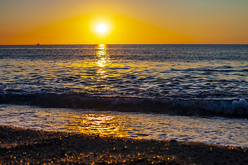 Image showing Red sunset over the sea. Beautiful sunset.