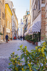 Image showing Macerata, Italy - February 21, 2021: People enjoying sunny day.