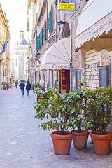 Image showing Macerata, Italy - February 21, 2021: People enjoying sunny day.