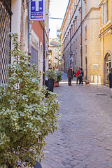 Image showing Macerata, Italy - February 21, 2021: People enjoying sunny day.