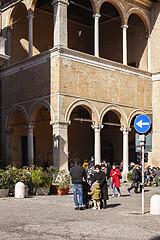 Image showing Macerata, Italy - February 21, 2021: People enjoying sunny day.