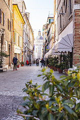 Image showing Macerata, Italy - February 21, 2021: People enjoying sunny day.