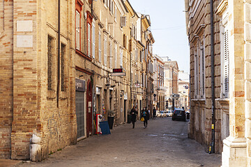 Image showing Macerata, Italy - February 21, 2021: People enjoying sunny day.