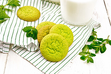 Image showing Cookies mint with napkin on board