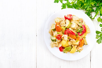 Image showing Ragout vegetable with zucchini on board top