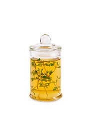 Image showing Oil or vinegar with thyme in jar