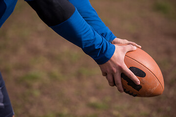 Image showing american football kicker practicing kickoff