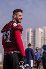 Image showing portrait of A young American football player