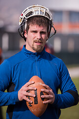 Image showing portrait of A young American football player