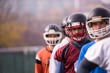 Image showing portrait of young american football team