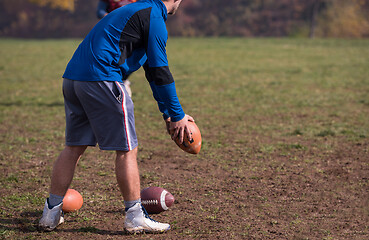 Image showing american football kicker practicing kickoff