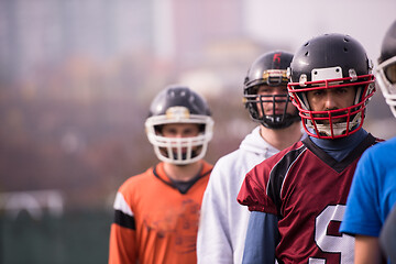 Image showing portrait of young american football team