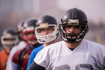 Image showing portrait of young american football team