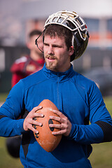 Image showing portrait of A young American football player