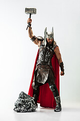 Image showing Man in cosplaying Thor isolated on white studio background